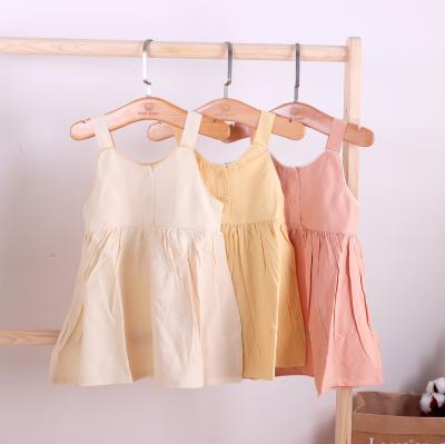 China Anti-Wrinkle Camisole Hot Selling Fashionable Girls' Summer Solid Cotton Lace Up Dress for sale