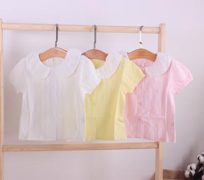 China Breathable Summer Cute Tops For Girls Kids Clothes Girls Clothes Solid Shirt Cotton Girls Tops for sale