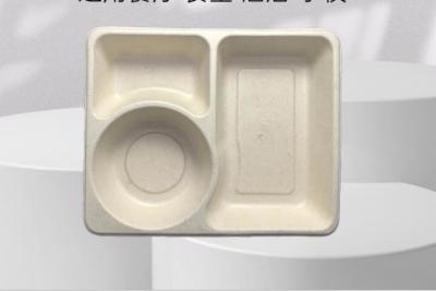 China 3Grid Disposable Lunch Box , Takeaway Biodegradable Packaging Box for sale