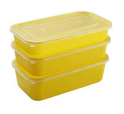 China Children School Yellow Rectangle Disposable Lunch Box Food Container Packaging for sale