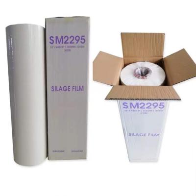 China Customized 72cm Width 23mic Pe Strech Anti Uv Pe Bale Silage Stretch Film White Color for sale