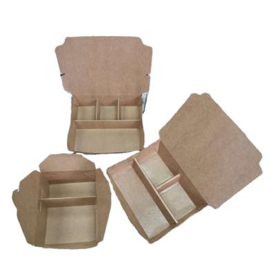 China Take Away Disposable Kraft Paper Plastic 3 Compartment Lunch Box Customize for sale