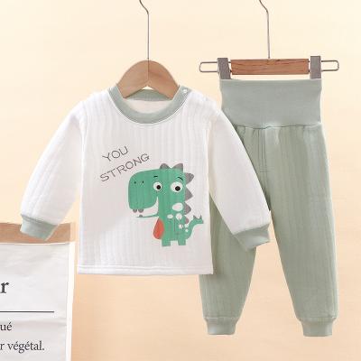 China Cotton Thermal Children's Winter Thermal Underwear Set Three-Layer Quilted Pajamas Infant Size Velor Top Thick Baby Boy Newborn Clothes for sale