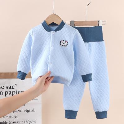 China Hot Spring Autumn Baby High Waisted Baby Clothing Sets Cotton Thicken Baby Cloth Underwear Suit For Kids for sale