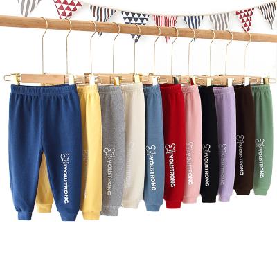 China Wholesale Custom Color Fade Proof Summer Stretch Cotton Pants Print Casual Toddler Kids Trousers Baby Kids Long Trousers for sale