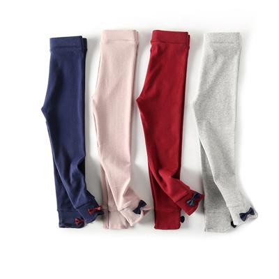 China Color Fade Proof Spring Autumn Warm Candy Colors Cute Baby Colorful Gaiters Bowknot Cozy Cotton Pants Trousers For Kids for sale