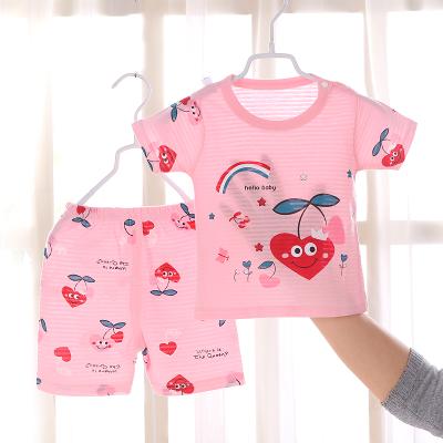 China Boutique Spring Summer Baby Boy Girls 100% Cotton Anti-Shrink Clothing Sets Simple Cotton Baby Clothes Set for sale