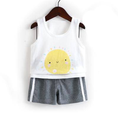 China anti-shrink kids summer cotton shorts sleeve suit baby boy where clothes sets girls' clothing sets kids clothes wholesale for sale