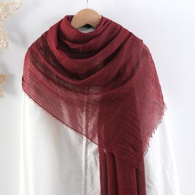 China Elegant Solid Color Long Scarf Polyester Voile Scarf Prevent Wind Hijab For Saudi Islamic Headscarf Headscarf Most Competitive Price for sale