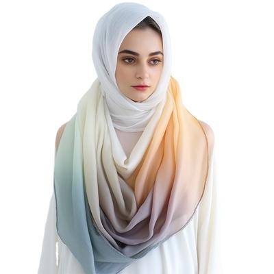 China Custom Gradient Chiffon Headscarf Headscarf For Women Custom Made Chiffon Gradient Headscarf Turkey Shawl Lady Hijab Clips With Factory Price for sale