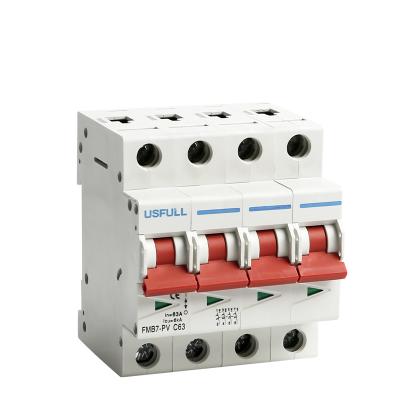 China Circuit-breaking 1000V DC USFULL 4P Best Quality IEC60947 10A 16A 20A Type Electric Mini Circuit Breaker for sale