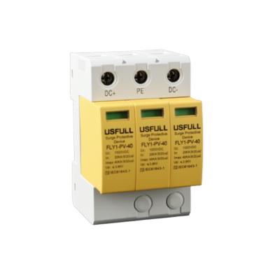 China DC SPD 1000V 600V 20KA 40KA Solar PV System Surge Protection Device DPS Lightning Arrester FLY1-PV-C40 for sale