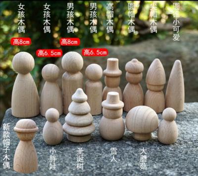 China DIY TOY Wholesale Diy Unfinished Natural Wooden Color Peg Dolls For Painted Crafts Pendant Decoration for sale