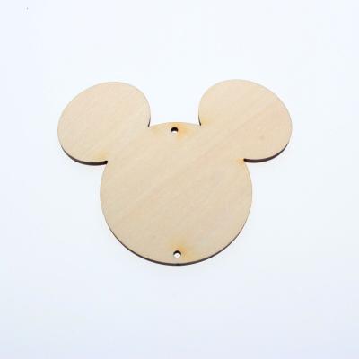 China Europe Wooden Wedding Mickey Mouse Head Plain Birthday Wooden Pieces Slice Gift Tags With Hole For Diy Craft for sale