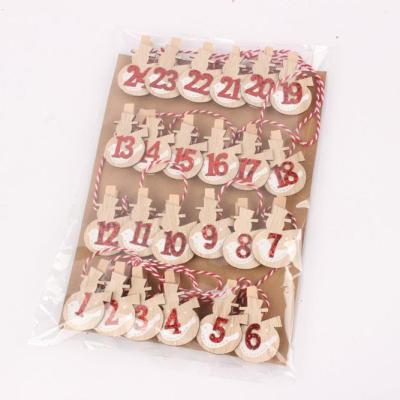 China Hanging Christmas Decoration Rustic Wooden Christmas Photo Safe Cuts Countdown Calendar for sale