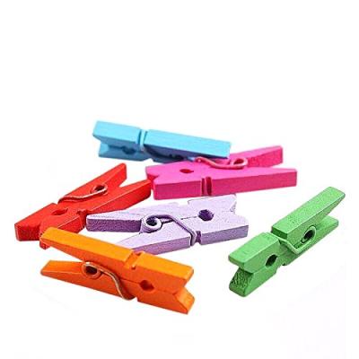 China New Safe Colorful Mini Clothespin Wood Miniature Clip Pegs Arts Crafts for sale