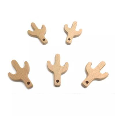 China Cactus Shape Baby Teether Wooden Chewing Toys Safe Custom Beech Baby Teething Toys for sale