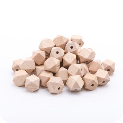 China Safe Natural Wooden Baby Teether Toys Teething Baby Rattle Beads Round/Hexagon Beech Wood Bead Wholesale for sale