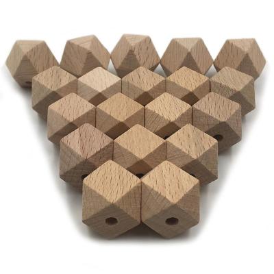 China 25mm Safe Beech Wood Hexagon Beads Good Quality Geometric Beads For Baby Teether for sale