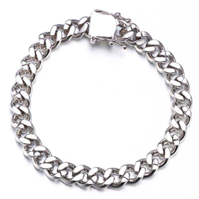 China HIP HOP Jasen Hip Hop Jewelry Rhodium Oval Pattern Iced Out Cuban Link Chain Bracelet For Men for sale