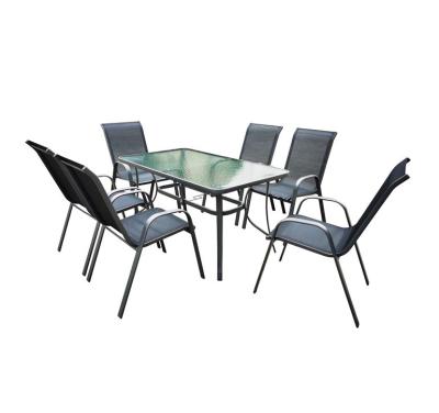 China Water Wave Modern Steel Material Clear Tempered Glass Chairs And Furniture Outdoor Tables for sale