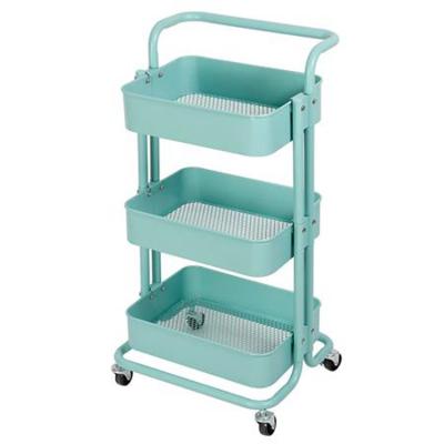 China Iron Newly Designed Kitchen Utensils Set To Clutter Three Layers Iron Material Mobility Storage Cart for sale