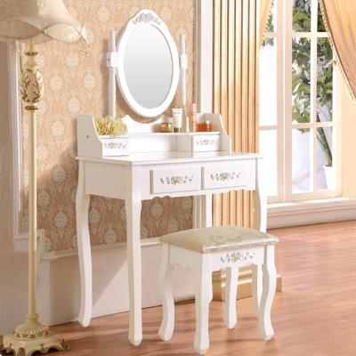 China (Others)Adjustable Wooden Makeup Vanity Table and Stool Set Makeup Desk for sale