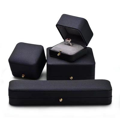 China Wholesale Custom Luxury Button Closure Jewelry Box Earring Necklace Microfiber Fine Log Microfiber+Plastic Jewelry Box for sale