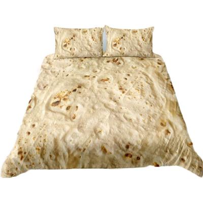 China Nondisposable luxury home textile pizza printed microfiber polyester bedding duvet cover set bedding set for sale