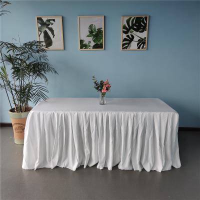 China Factory wholesale 6ft durable rectangular banquet table skirt ruffled wedding for sale