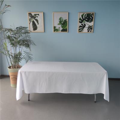 China Durable Wholesale White Cotton Rectangular Washable Tablecloth For Wedding Banquet for sale