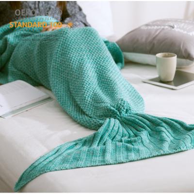 China Modern Wholesale 100% Polyester Knitted Mermaid Tail Blanket for sale