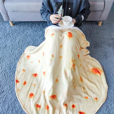 China Modern Pizza Burrito Blanket Food Throw Tortilla Texture, Mexican Flannel Fleece Blanket for sale