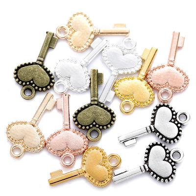 China Vintage TRENDY Metal 300pcs/bag 6 Color Small Hearts Key Charms Pendants For Jewelry Making Diy Handmade Jewelry O285 for sale