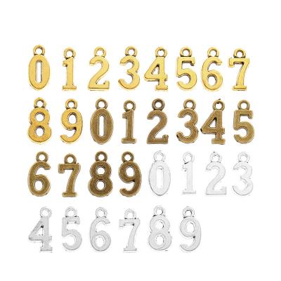 China 10pcs/set CLASSIC Antique Metal Charms Number 0-9 Alloy Pendant Charm Jewelry Making Memorial Day Jewelry Accessories S110 for sale