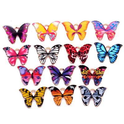 China Charm DIY kc Gold Alloy Romantic Colorful Butterfly Enamel Printing Girls Bracelet Necklace Pendant Jewelry Making15X21mm for sale