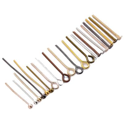 China 200pcs/bag 16 Head 20 25 30 35 40 45 50mm Flat/Ball Head/Metal Head Headpins Eye Pins For Jewelry Findings Making DIY Shipments V119 for sale