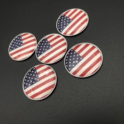 China High quality cheap printing golf ball USA flag white 25mm epoxy metal golf accessaries bulk marker for sale