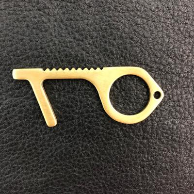 China No Touch Kechain Factory Price Hands Free Touchless Key Chain Custom Logo Contactless Edc Brass Door Opener No Touch Hygiene Tool Key Chain for sale