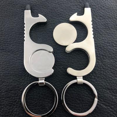 China No Touch Shopping Cart Brand No Touch Bottle Door Opener Tool Metal Self Defense Key Chain Key Chain for sale