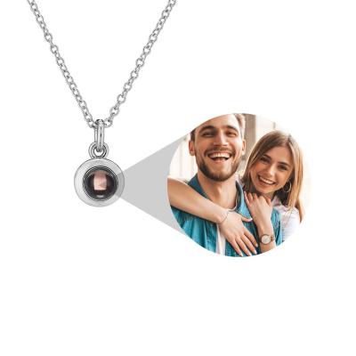 China New foreign trade FASHIONABLE projection color image nano border photo text 100 languages ​​I love you necklace for sale