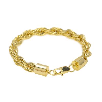 China And American hip hop European trend twisted rope chain hip-hop twist high quality gold plated bracelet for sale