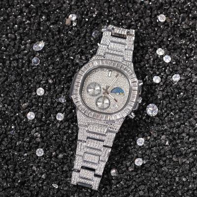 China Crystal Diamond Watch Simple Design Hip Date Automatic Hop Watch for sale