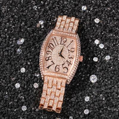 China Full new fashion automatic rhinestone date dial barrel-shaped large men's casual hip-hop watch multicolor watch for sale