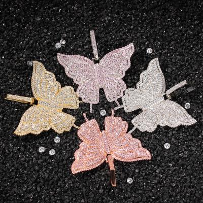 China New style hip hop necklace hip hop necklace zircon butterfly pendant men and women dance butterfly the same style clavicle chain for sale