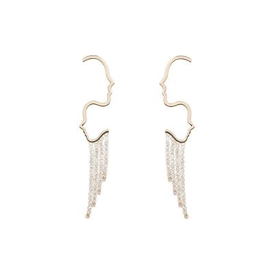 China Temperament Exaggeration Long Exaggerated Face Tassel Earrings 2021 New Trendy Women Net Celebrity Earrings for sale