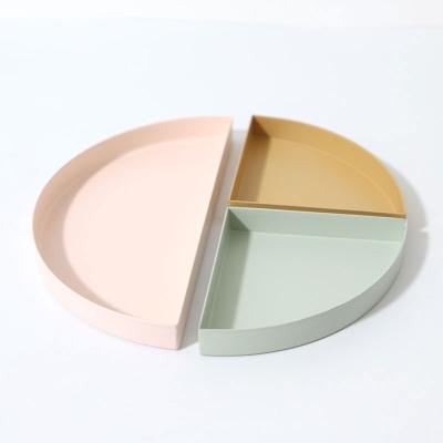 China Modern Nordic Semicircular Fruit Tray Metal Simplicity Storage Creative Desktop Geometric Tray for sale