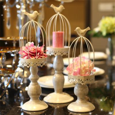 China Retro Candlelight European Style Birdcage Birdcage Dinner Props Candle Holder Decoration Home Relighting Dining Table for sale