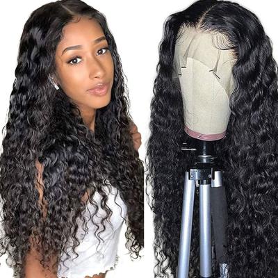 China Synthetic 8Short Curly Scalp 5x5 Water Wave Mats Human Hair Water Wave Full Lace Front Wigs 40 Inch for sale