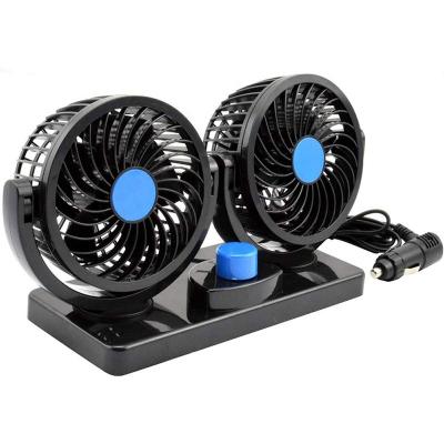 China Metal+Black Portable Car Fan 12V 24V Air Cooling Fan 2 Speed ​​Double Head Plastic Electric Auto Fan Low Noise Low Noise for sale